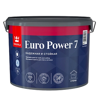 Краска интерная Tikkurila EURO POWER 7 С моющаяся, матовая 9л