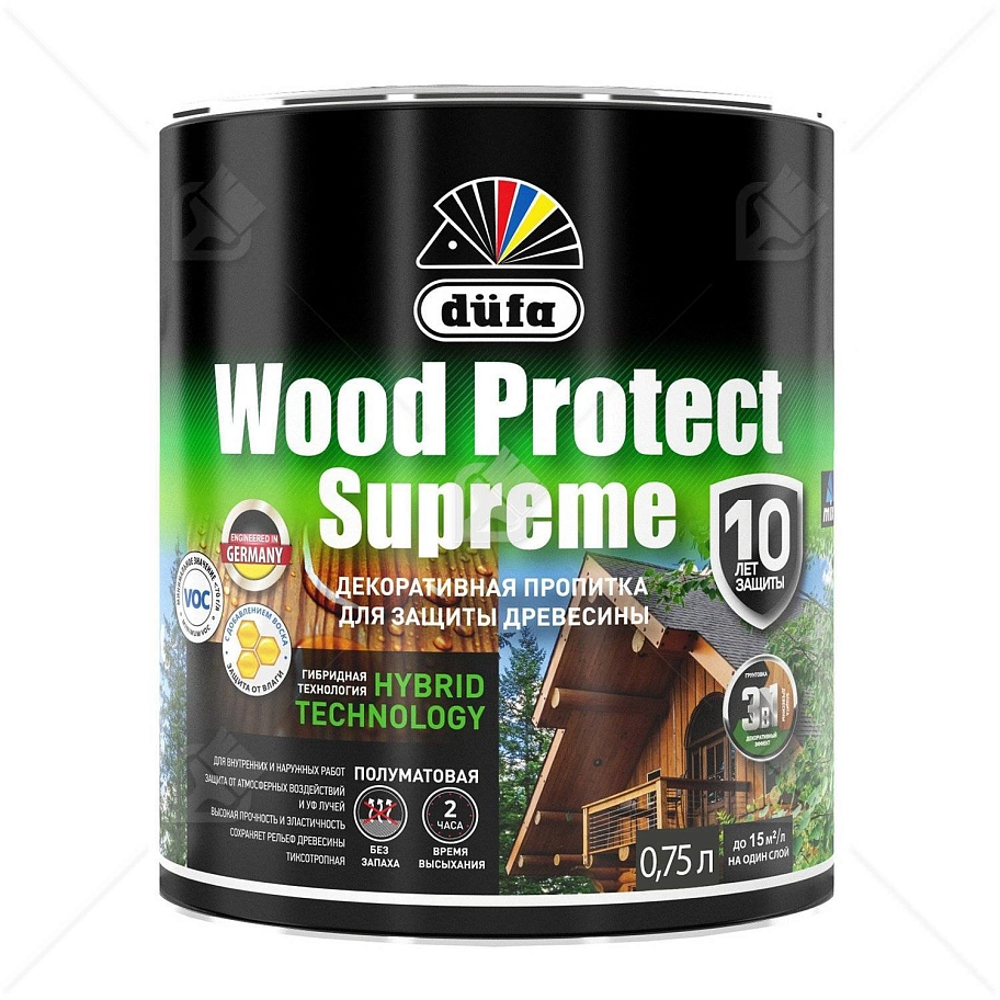 Пропитка декоративная для защиты древесины Dufa Wood Protect Supreme сибирская лиственница 0,75 л